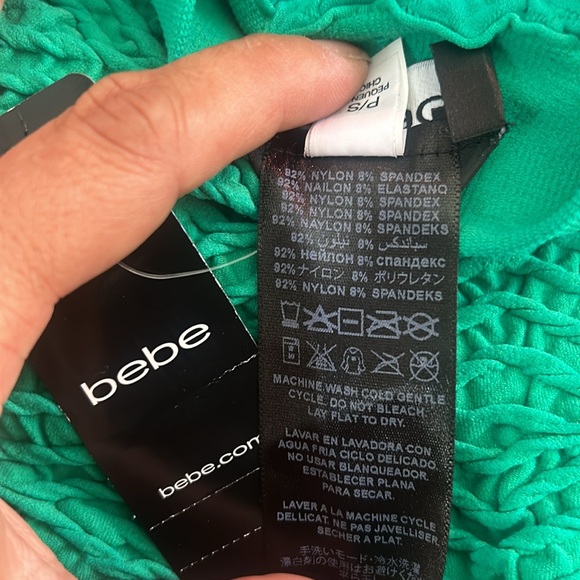 Bebe Green DIAMOND TEXTURED JUPE TEXTURE DIAMANT Bodycon Mini Skirt - Picture 4 of 4